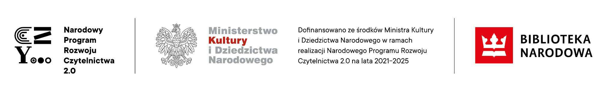 Belka logotypowa. Logo Narodowego Programu Rozwoju Czytelnictwa 2.0. Logo Ministerstwa Kultury i Dziedzictwa Narodowego z dopiskiem: Dofinansowano ze środków Ministra Kultury i Dziedzictwa Narodowego w ramach realizacji Narodowego Programu Rozwoju Czytelnictwa 2.0 na lata 2021-2025. Logotyp Biblioteki Narodowej.
